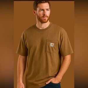Carhartt K87 B00 Brown Heather Workwear Pocket T-Shirt 2XL Regular